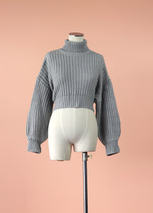 Products: Shein - Light Grey Balloon Sleeve Knit Jumper, Size 8-10 - Styled in Seconds