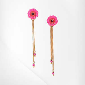 FH12FA68865 LES FLEURS DU MOMENT-BLOOMY   2-chain dangle post earrings pink