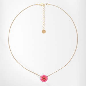 Franck Herval: FH15FA64101 LES FLEURS DU MOMENT-BLOOMY   pink gerbera flower short necklace