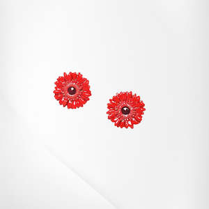 FH12FA68860 LES FLEURS DU MOMENT-BLOOMY   red gerbera flower stud earrings