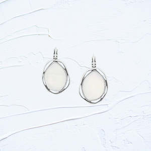 OT1232227 REFLET   silvered french hook earrings with white MOP