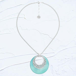Ori Tao 1: OT1533001 CORALIA silvered & blue necklace pendant
