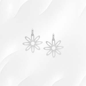 OT1232208 BLOOM   openwork flower french hook earrings (silvered)