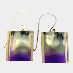Colourful Beads Earrings: 6010504MP13Q00 COLOURFUL CUBES purple Grey marble short hook