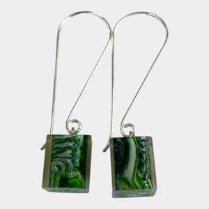 Colourful Beads Earrings: 6010501MP16Q00 COLOURFUL CUBES Green marble long hook