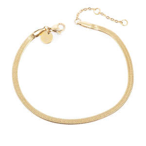 A C Oslo: Pure Steel Snake Chain Anklet - Gold