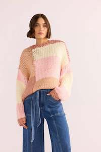Clothing: Mink Pink Marcella Colour Block Sweater - Blush