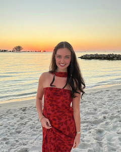 Under The Pagoda Maxi Dress | Deep Red Floral