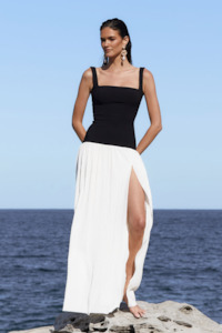 Desiree Square Neck Black/White Maxi