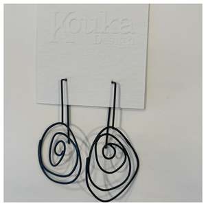 Circle Scribble Oxidized Silver Earrings