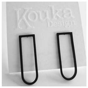 Black U Shape Stud Earrings