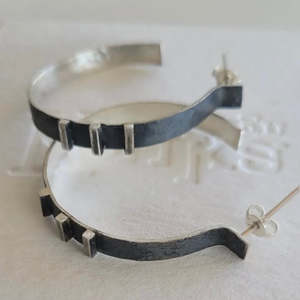 Textured Large Hoop Black