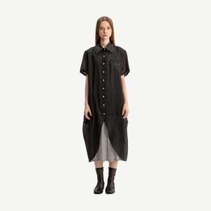 Marlie Shirt Dress - Black - Bone + Arrow