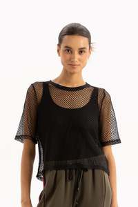 Two By Two: Arrow Mesh Top - Black - Two by Two