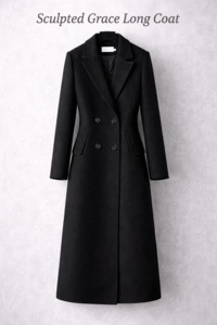 Sculpted Grace Long Coat - Sleek Women's Outerwear