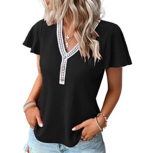 Trendy Womens Tops: Women's Soft Waffle Texture T-Shirt