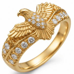 Golden Crest Eagle Ring - Unisex