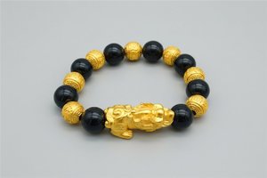 Bold Elegant Jewelry Collection: Gold Bracelet with Black Beads