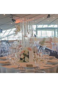 B04: Candelabra with Artificial Flowers (pastel theme) - STYLISH