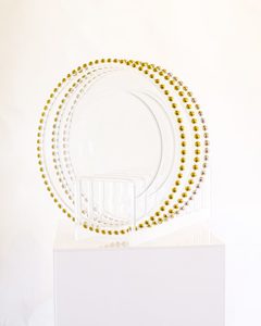 C100: Gold Edging Glass Plate - STYLISH