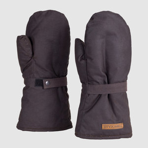 Oilskin Brown Fur Lined Mittens