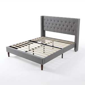 Bed Frames And Bases: Naylor Bed Frame Grey Velvet Queen