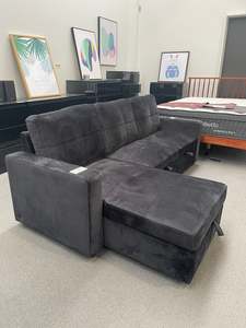 Sofa Beds: DISPLAY - Haven Reversible Pullout Sofa bed Black Velvet, Factory Second – Minor Cosmetic Imperfection