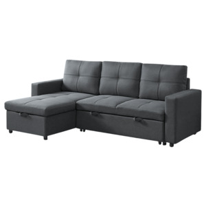 Sofa Beds: Haven Reversible Pullout Sofa bed Grey Velvet, Factory Second – Minor Cosmetic Imperfection