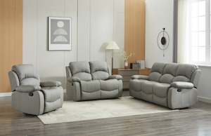 SX Deluxe PU Leather 1+2+3 Seaters Light Grey Recliner Sofa Set