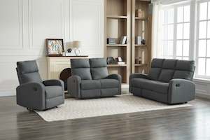 Sofa and Lounge Suites: SX Dark Grey Linen Recliner 1+2+3 Seaters Sofa Set