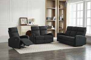 Sofa and Lounge Suites: SX Black Linen Recliner 1+2+3 Seaters Sofa Set