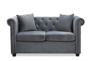4 Seater Couches: Brookfield  Velvet 2 Seater Sofa Dark Grey