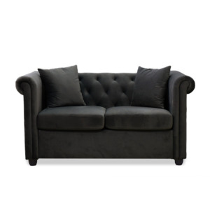 4 Seater Couches: Brookfield Velvet 2 Seater Sofa Black
