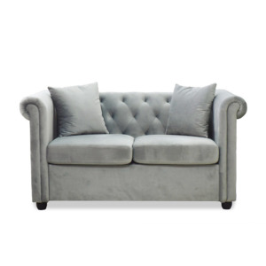 Brookfield Velvet 2 Seater Sofa Light Grey