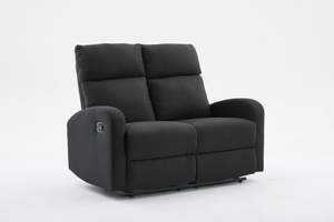 4 Seater Couches: SX Black Polyester 2 Seater Recliner