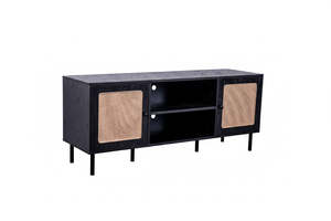 Entertainment Units: Oslo Entertainment Unit Black with Oak Doors