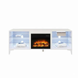 Entertainment Units: 'Dante' RGB LED Lighting TV Unit With Electric Fireplace