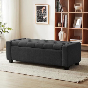 Ottomans Footstools: Warren Ottoman Deep Grey