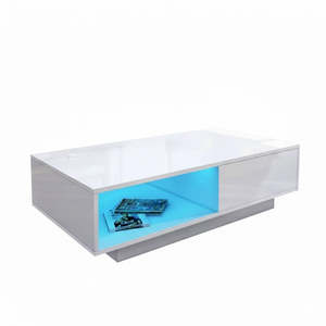 'Romote' White Gloss Coffee table with RGB LED Lighting