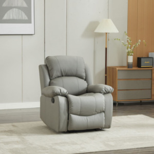 Armchairs: SX Deluxe PU Leather 1 Seater Light Grey Recliner