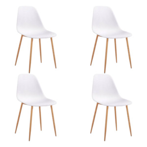 Dining Chairs: Alpine Dining Chair [White with Wooden Legs] Set of 4