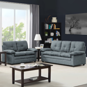 3 Seater Couches: 'Walton' 2 Seats + 3 seats Sofa Light Grey Set