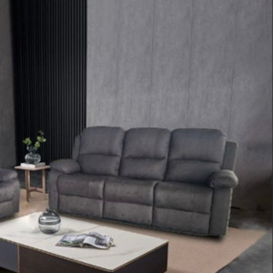 3 Seater Couches: Motion Sofa 3 Seater Recliner Dark Grey