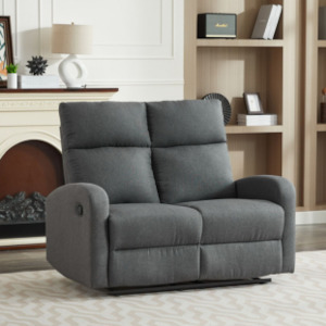4 Seater Couches: SX Dark Grey Linen 2 Seater Recliner