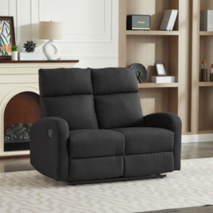 4 Seater Couches: SX Black Linen 2 Seater Recliner