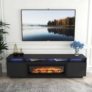 Entertainment Units: 'Toro' RGB LED Lighting TV Unit With Electric Fireplace