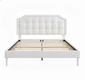 Double Bed Frame Base: Eltham Bedframe White PU Double
