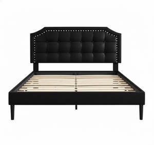 Double Bed Frame Base: Eltham Bedframe Black PU Double