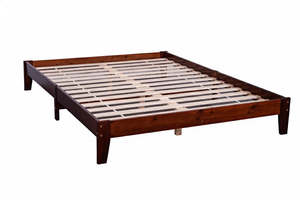 Double Bed Frame Base: Hartland Solid Wood Bed Base Double Walnut