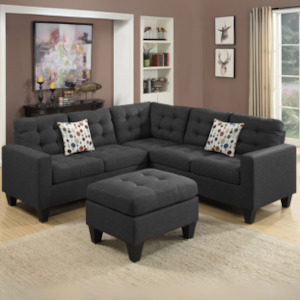 Modular Sofa: Woodley Sectional Reversible Sofa (Laf Loveseat+Raf Loveseat & Ottoman)